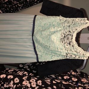 Mint green knee length chiffon dress